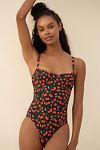 Thumbnail View 1: Good American Cherries Square-Neck One-Piece Swimsuit