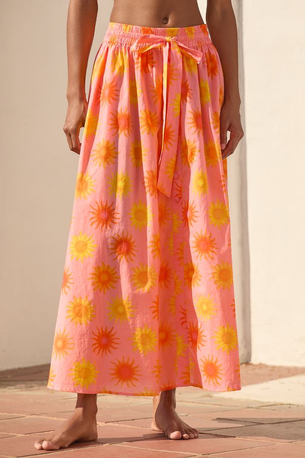 Slide View: 2: Farm Rio x Anthropologie Sun Midi Skirt