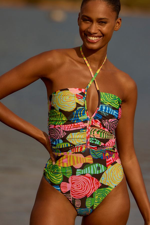 Slide View: 1: Farm Rio x Anthropologie Fish One-Piece Swimsuit