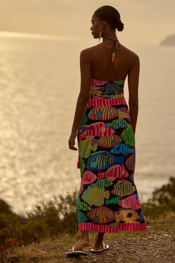 Slide View: 3: Farm Rio x Anthropologie Fish-Print Midi Skirt