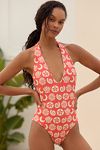 Thumbnail View 4: Farm Rio x Anthropologie Plunge Halter One-Piece Swimsuit