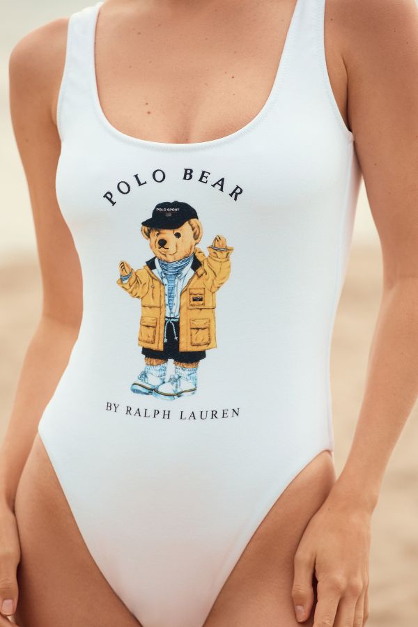 Slide View: 2: Polo Ralph Lauren Polo Bear Scoop One-Piece Swimsuit