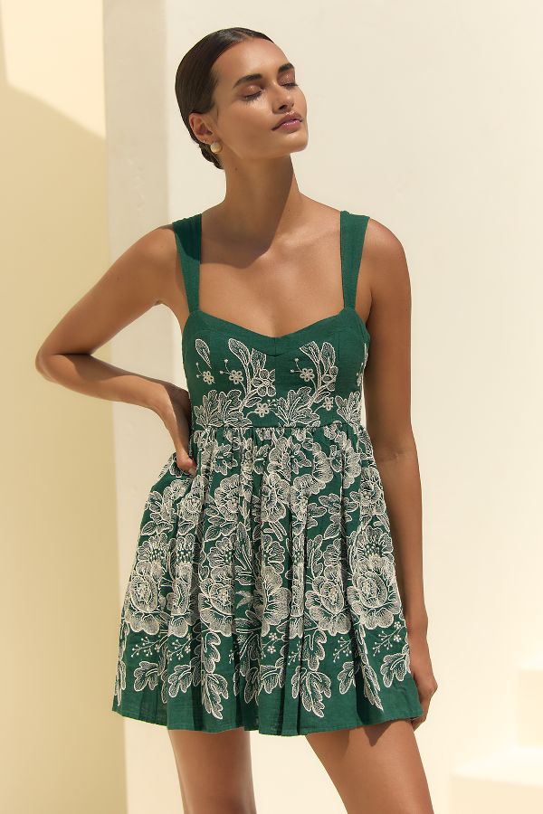 Slide View: 1: Maaji Stitched Garden Linen Mini Dress