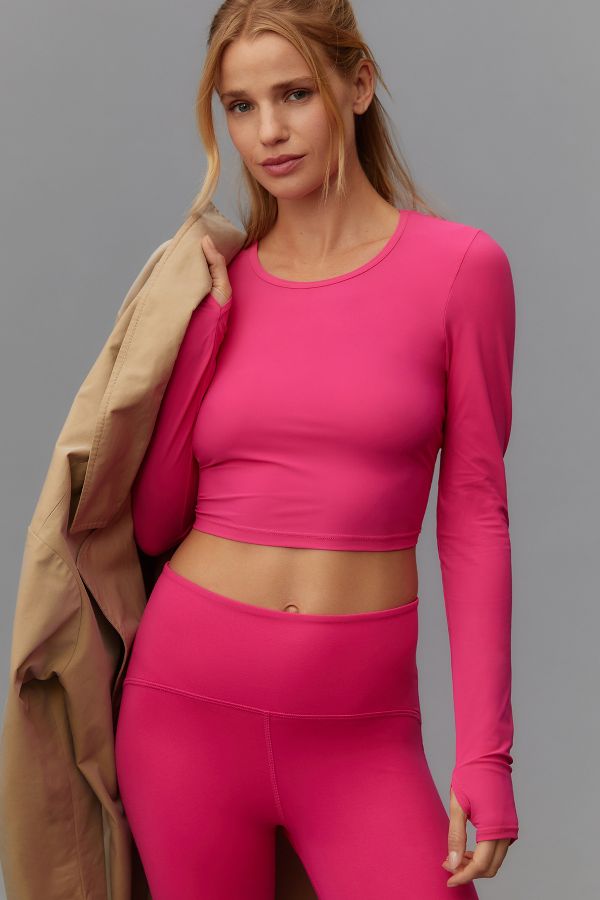 Slide View: 1: Beyond Yoga Lite Cardio Long-Sleeve Crop Top