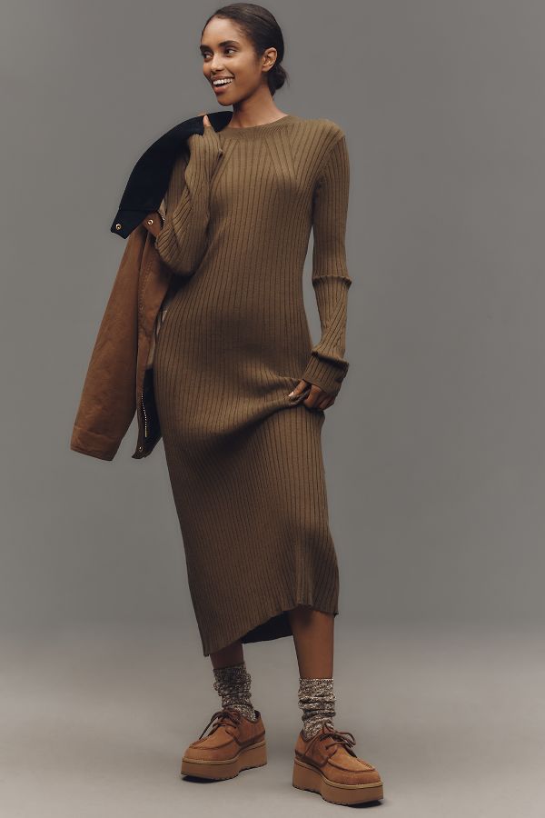 Slide View: 1: Varley Axel Rib Knit Midi Dress