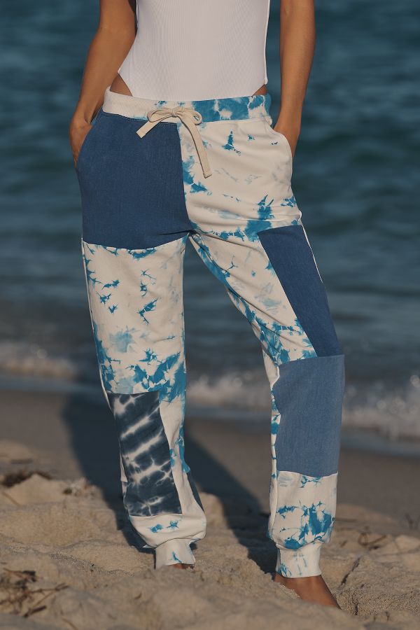 Slide View: 2: Electric & Rose Indigo Patchwork Classic Jogger Sweatpants