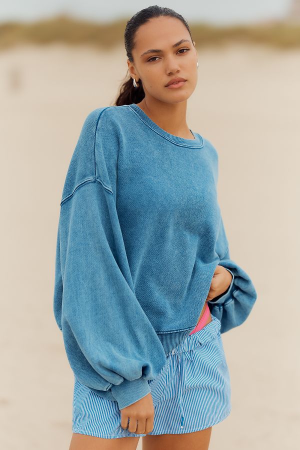 Slide View: 1: Electric & Rose Ballon-Sleeve Pullover Sweatshirt