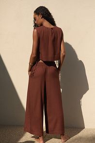 Slide View: 3: Sunday in Brooklyn Wide-Leg Linen Blend Pants