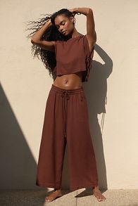 Slide View: 1: Sunday in Brooklyn Wide-Leg Linen Blend Pants