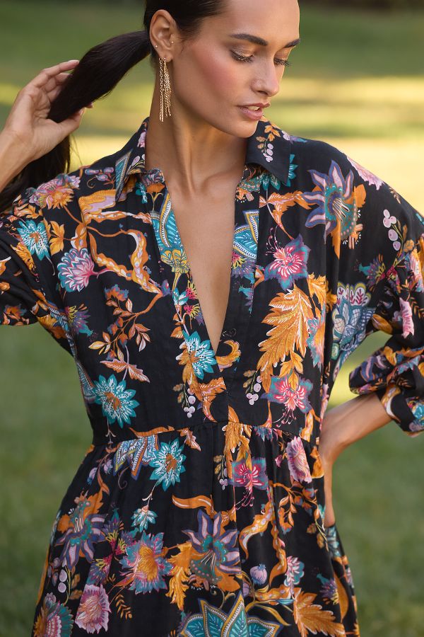 Slide View: 3: The Carolita Printed Tiered Shirt Dress