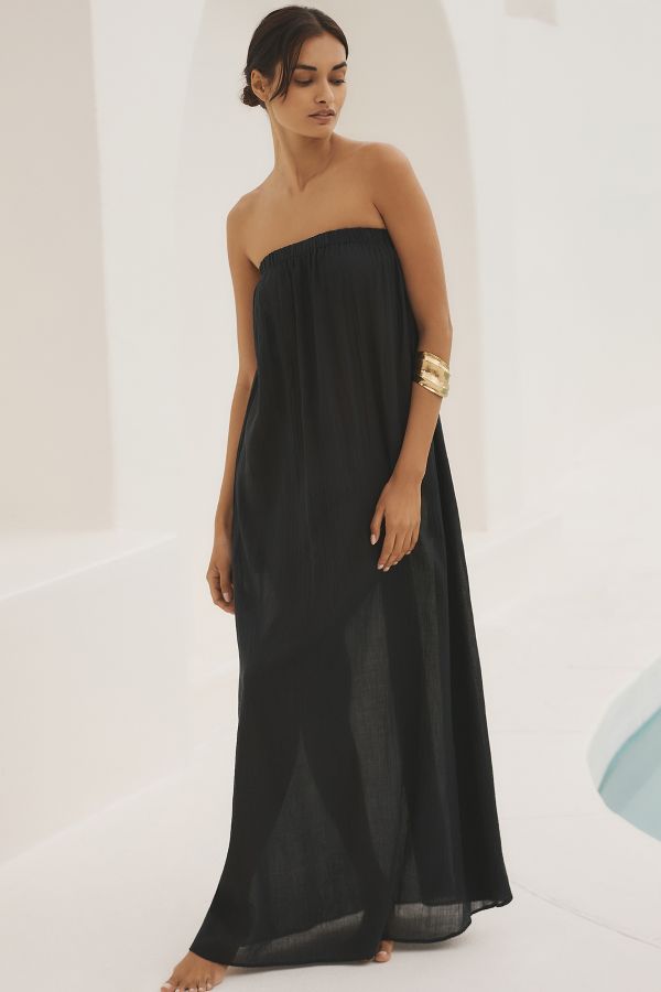 Slide View: 4: By Anthropologie Strapless Gauze Maxi Dress