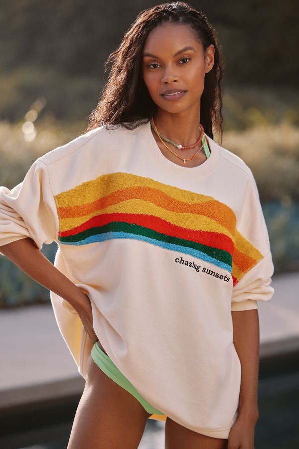 Slide View: 1: Celandine Graphic Crew-Neck Sweatshirt