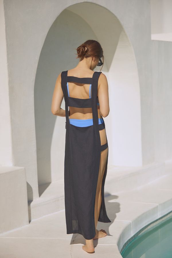 Slide View: 2: The Levina Wide-Strap Open-Side Midi Dress