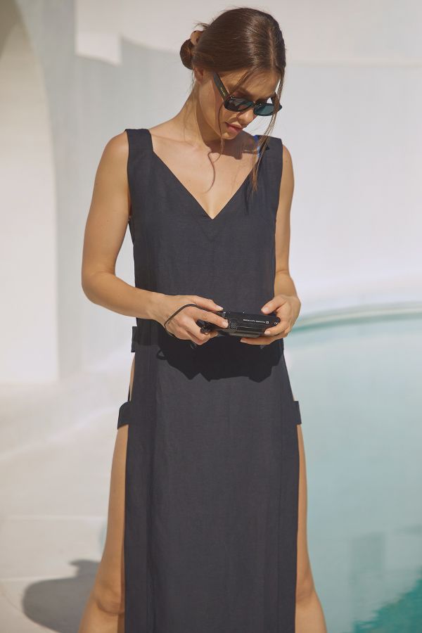 Slide View: 4: The Levina Wide-Strap Open-Side Midi Dress