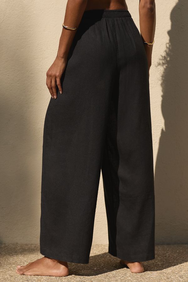 Slide View: 3: The Aubrey Smocked Linen Pants