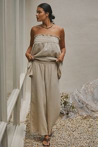 Slide View: 4: By Anthropologie Smocked Linen Trousers