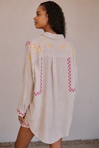 Slide View: 2: By Anthropologie Linen Embroidered Shirt