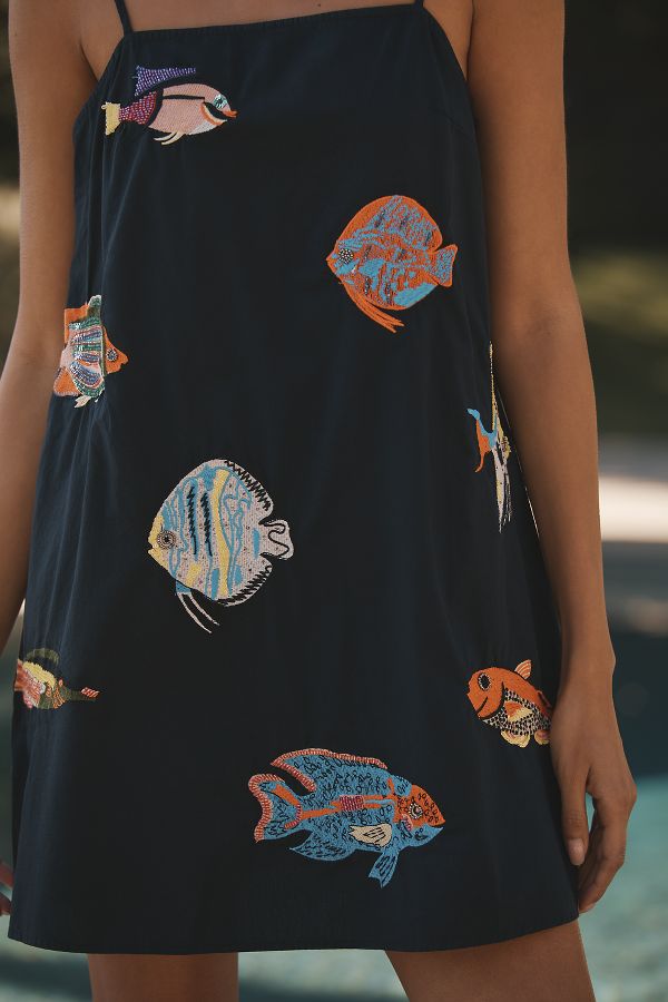 Slide View: 2: Celandine Sea Life Embroidered Mini Dress