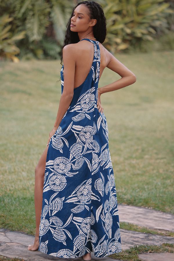 Slide View: 2: Robe Longue En Lin Plongeante Par Anthropologie