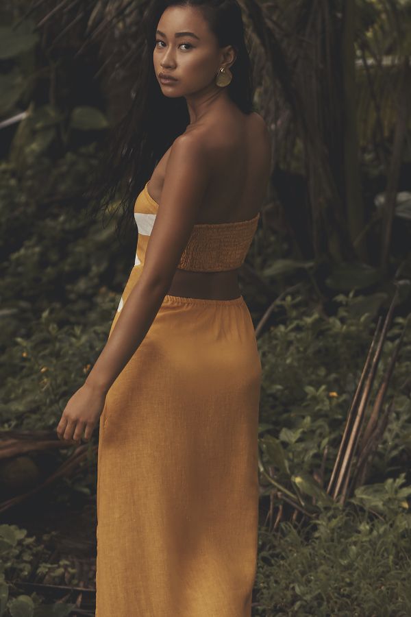 Slide View: 3: Celandine Strapless Cutout Linen-Blend Dress