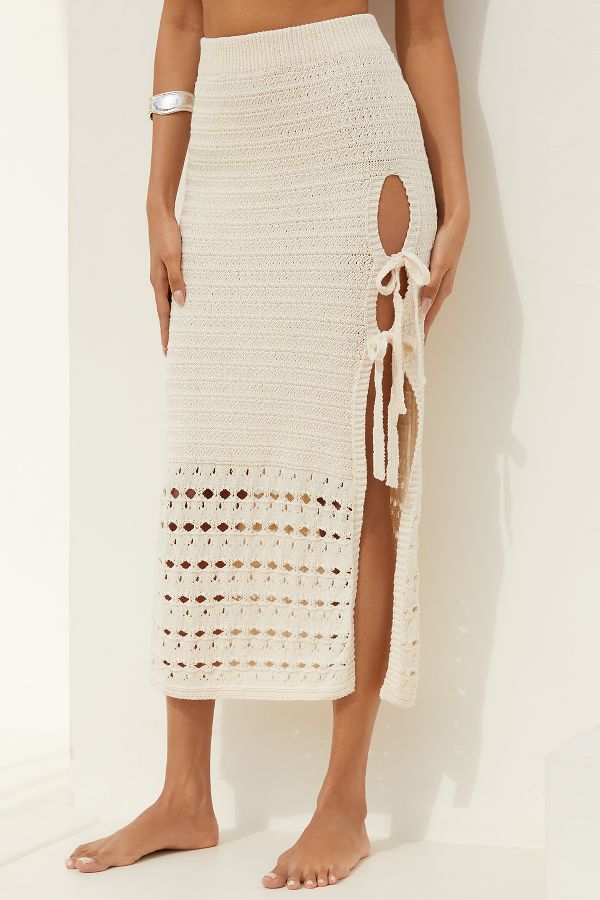 Slide View: 4: Celandine Knit Side-Slit Midi Skirt