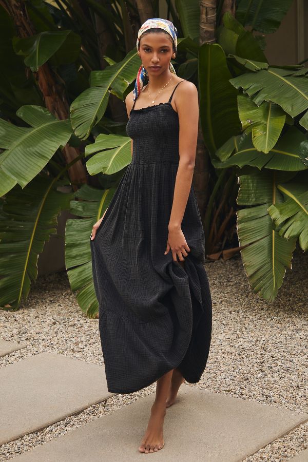 Slide View: 1: The Marisol Smocked Gauze Maxi Dress