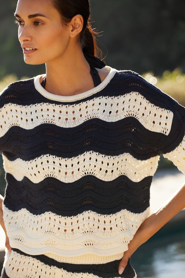 Slide View: 2: By Anthropologie Knit Short-Sleeve Top