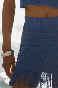 Slide View: 3: Celandine Sheer Knit Fringe Mini Skirt