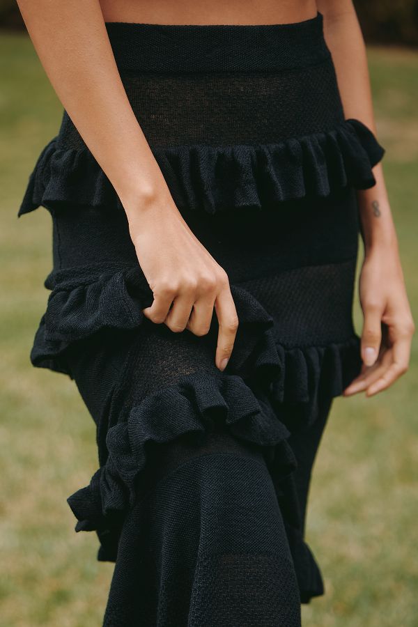 Slide View: 3: BLITHE Tiered Knit Maxi Skirt