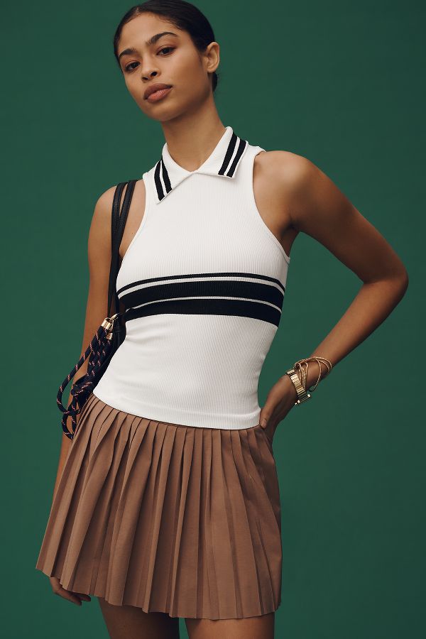 Slide View: 2: Maeve Ribbed Polo Tank Top