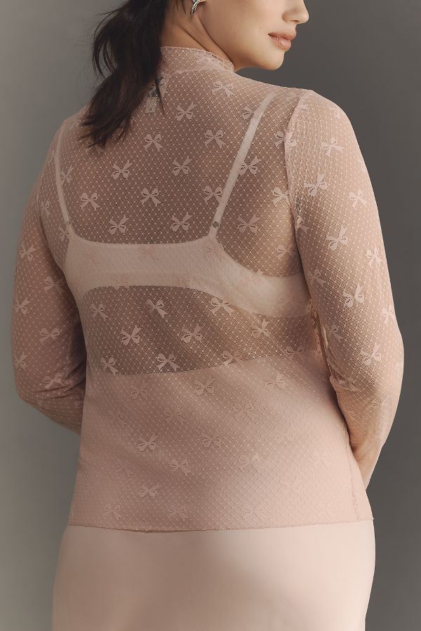 Slide View: 6: Maeve Bow Lace Turtleneck Top