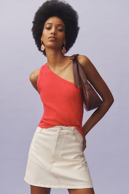 The Zeda Ribbed One-Shoulder Top by Pilcro