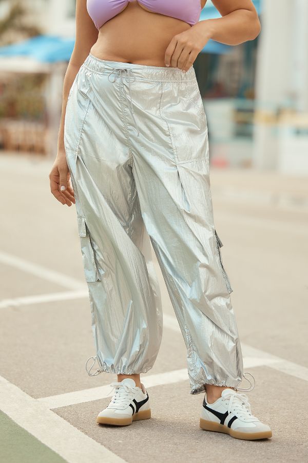 Slide View: 4: Daily Practice by Anthropologie Base Jump Parachute Pants: Metallic Edition