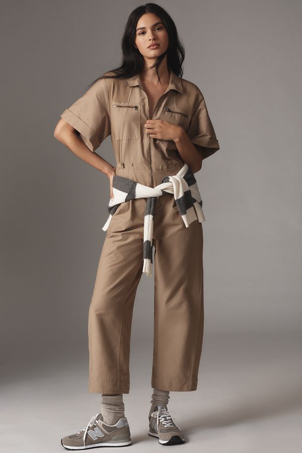 Slide View: 1: Daily Practice Short-Sleeve Utility Jumpsuit