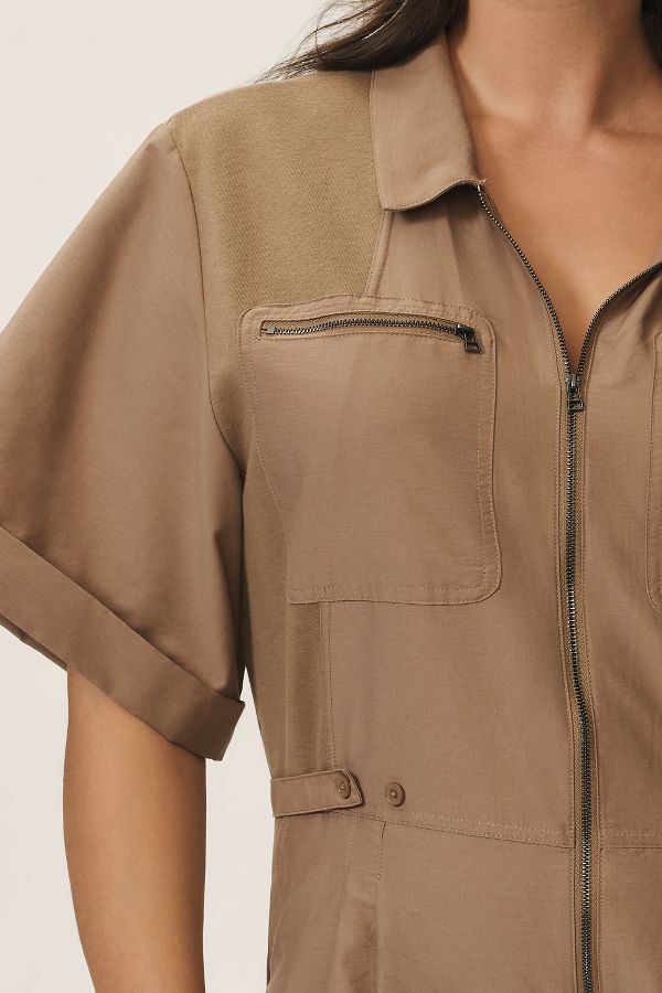 Slide View: 8: Daily Practice Short-Sleeve Utility Jumpsuit