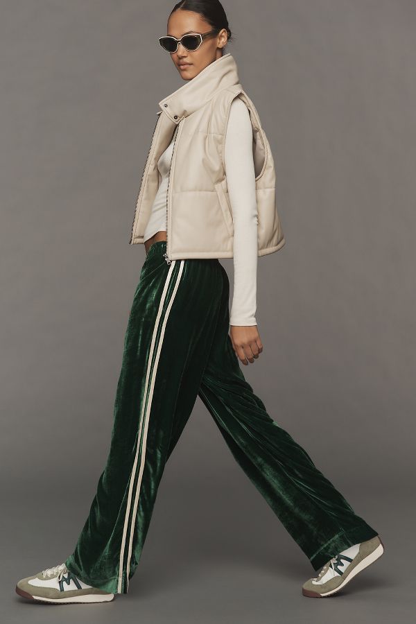 Slide View: 3: DONNI. Velvet Stripe Silk Pants