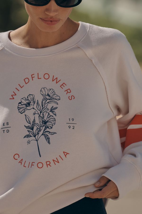 Slide View: 2: Sundry Wildflowers Graphic Raglan Sweatshirt