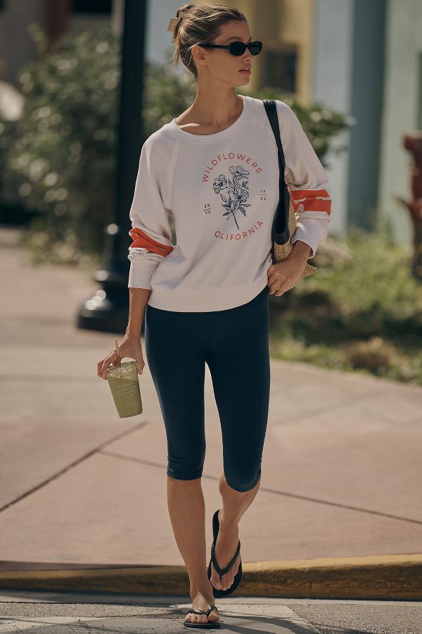 Slide View: 4: Sundry Wildflowers Graphic Raglan Sweatshirt