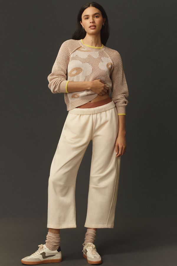 Slide View: 3: Sundry Daisy Open-Knit Crew-Neck Sweater