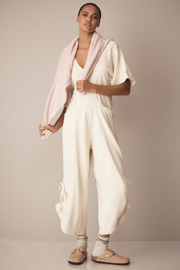 Slide View: 2: Daily Practice by Anthropologie Horizon Wide-Leg Jumpsuit: Short-Sleeve Edition