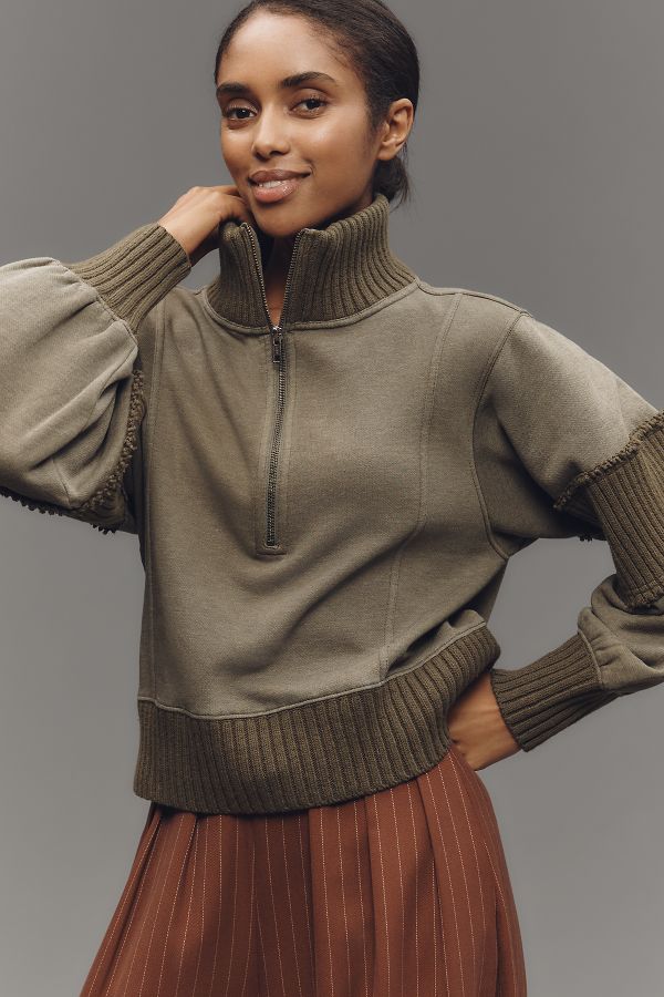 Slide View: 1: Daily Practice  Mock-Neck Half-Zip Pullover