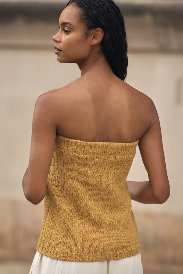 Slide View: 2: Flat White Wool Strapless Top