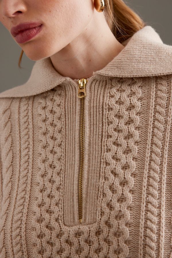 Slide View: 6: Varley Cable Knit Half-Zip Jumper