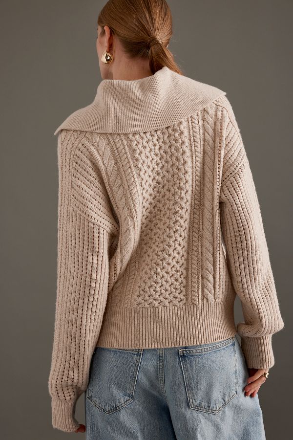 Slide View: 2: Varley Cable Knit Half-Zip Jumper