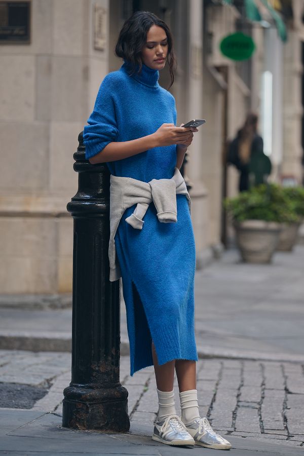 Slide View: 1: Daily Practice Karigan Midi Sweater Dress: Turtleneck Edition