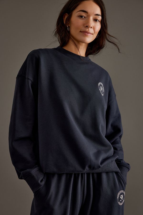 Slide View: 1: Sunday Minute Logo Crew-Neck Sweatshirt