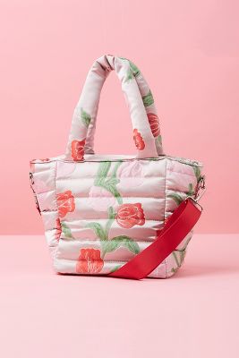 pink quilted tote bag