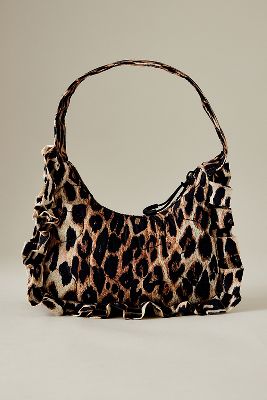 90's Frill Leopard Print Shoulder Bag