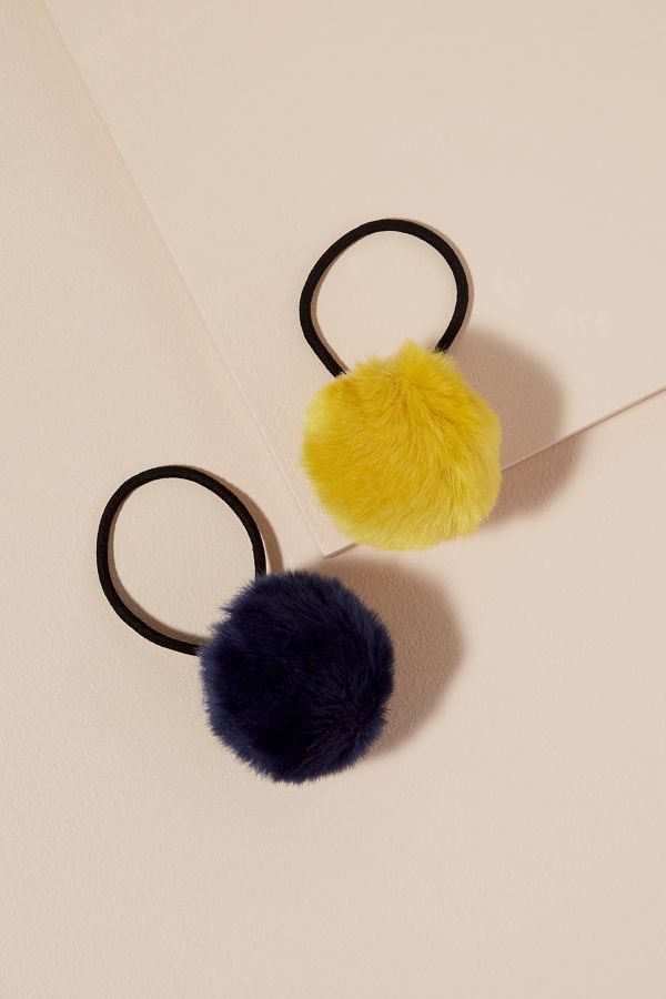 Set Of 2 Fuzzy Pommed Hair Ties Anthropologie Uk