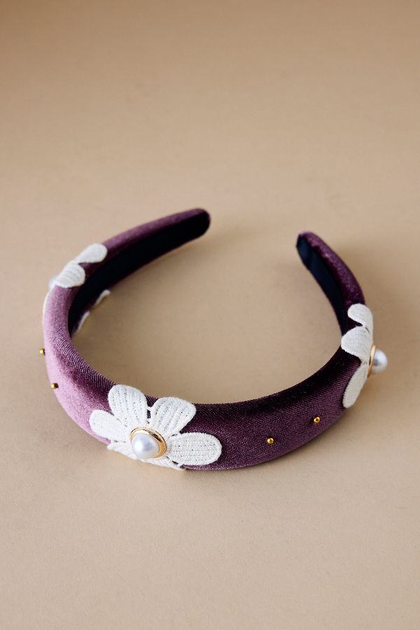 Vista de diapositivas: 1: Diadema de Flor de Terciopelo